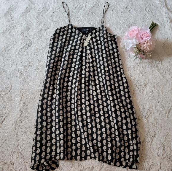 Madewell Silk Trapeze Cami Summer Dress in Bloomstamp Woodblock Print NWT Sz XS - Picture 2 of 13